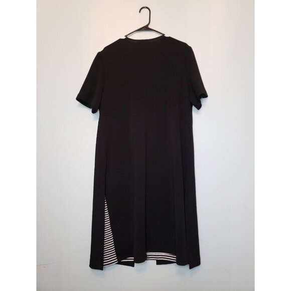 Special Thyme Ltd Womens Plus Sz 16W Dress Short Sleeve Round Neck Striped Black - Picture 2 of 5